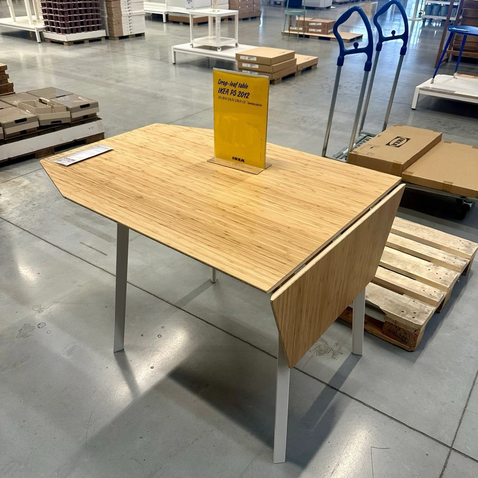 Brand New IKEA IKEA PS 2012 Bamboo White Drop-Leaf Table 202.068.06 - Image 3 of 4