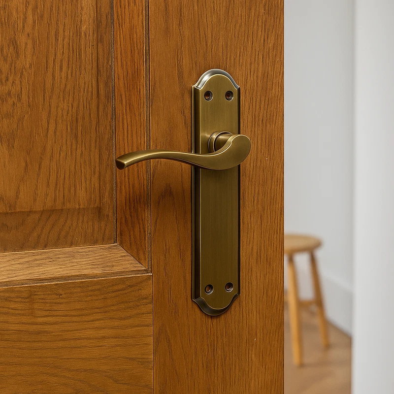 UAP York Polished Bronze Internal Door Handle Pair- Lever on Backplate Latch Set - Image 2 of 3