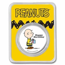 Peanuts® Charlie Brown Happy Birthday 1 oz Colorized Silver