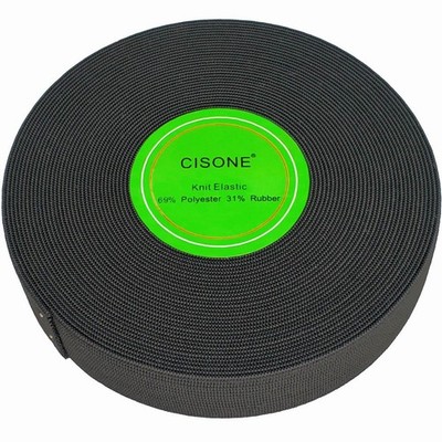 1 Inch Knit Elastic Spool Black Heavy Stretch High Elasticity Knit Elastic Ba...