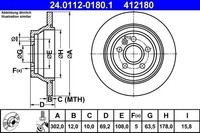 2 X Bremsscheibe ATE 24.0112-0180.1 FüR Volvo V70 III