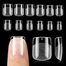 UNA GELLA Nail Tips Square: Pre-Etched Matte Extra Short Square Soft Gel Nail Ti