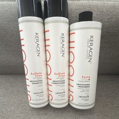 Keragen Smooth Smoothing Shampoo Conditioner Forte Treatment Sulfate-Free Kerat 