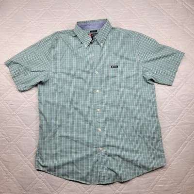 CHAPS easy care green plaid short sleeve dress shirt size XL