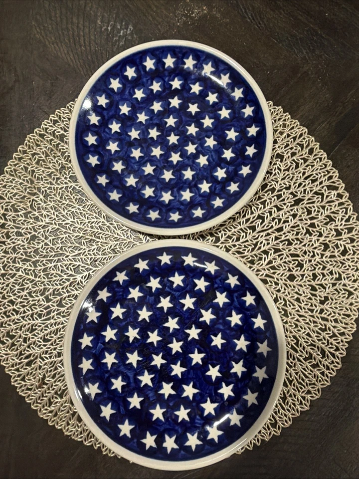 "Juego de 2 platos vintage Boleslawiec 7 1/2"" hechos a mano en Polonia" Foto 3 de 3