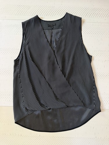 Rag & Bone, Rag & Bone Silk Sleeveless Blouse Women's Small Black White Striped Draped