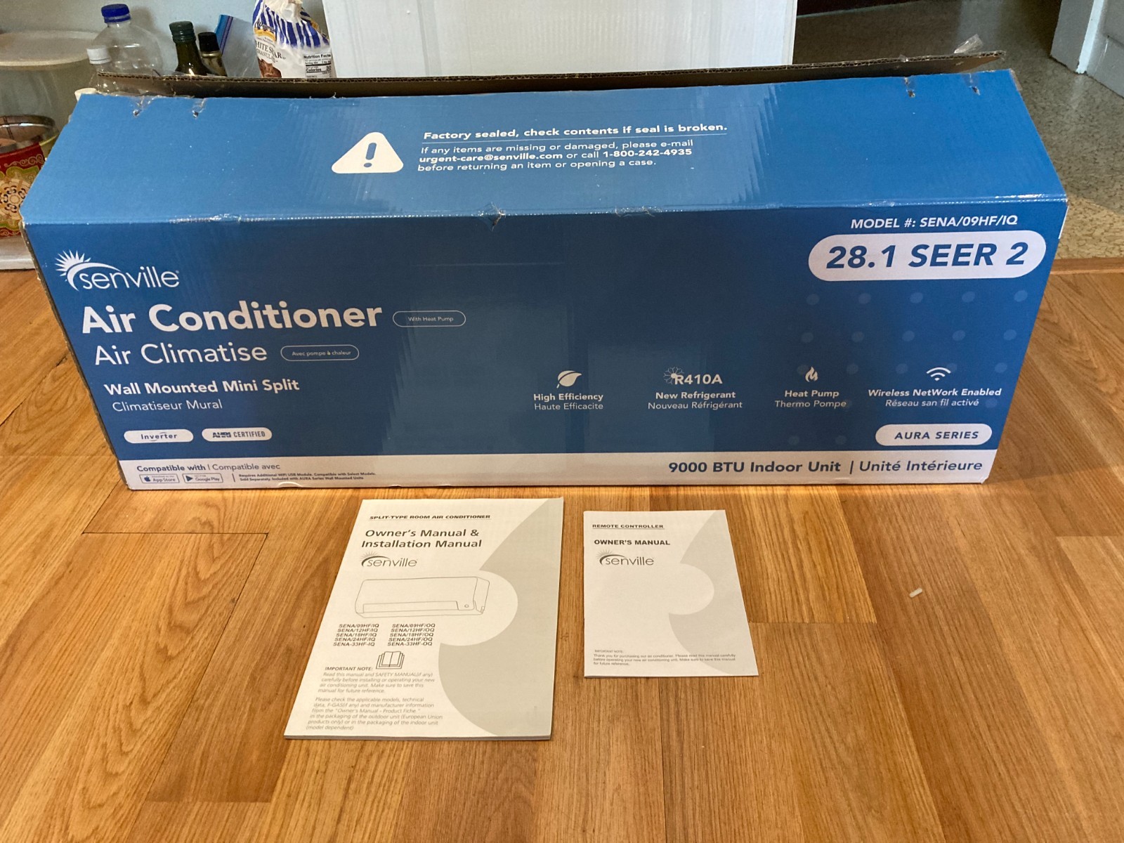 Unused Senville Minisplit Indoor Unit Aura Series 9000 BTU w/ 16' Lineset