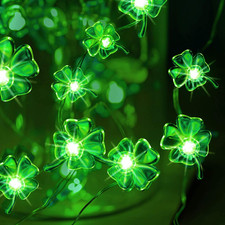 St Patrick'S Day String Light, 10 FT 40 Leds Shamrock Four Leaf Clover String Li