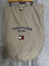Vintage Tommy Hilfiger Tan Canvas Drawstring Bag with Logo