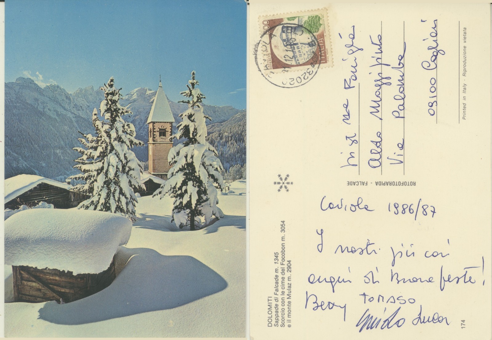 SAPPADE DI FALCADE -BELLUNO -SCORCIO CON LE CIME DEL FOCOBON CARTOLINA