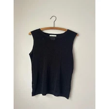 Boho Mac & Jac Black Knit Sleeveless Top Crochet Trim Casual Layering Tank Indie