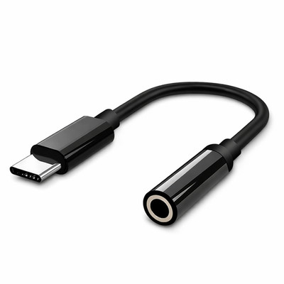 USB TYP-C Audio Adapter Kopfhörer Klinke für Huawei Enjoy 90 Plus SCHWARZ