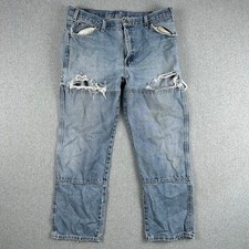 Dickies Relaxed Fit Carpenter Jeans Mens 36x30 Blue Distressed Double Knee Work