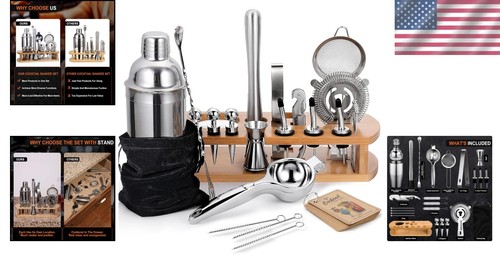 Versatile 24-Piece Cocktail Shaker Kit with Stand - Craft Luxurious Drinks - Picture 2 of 8