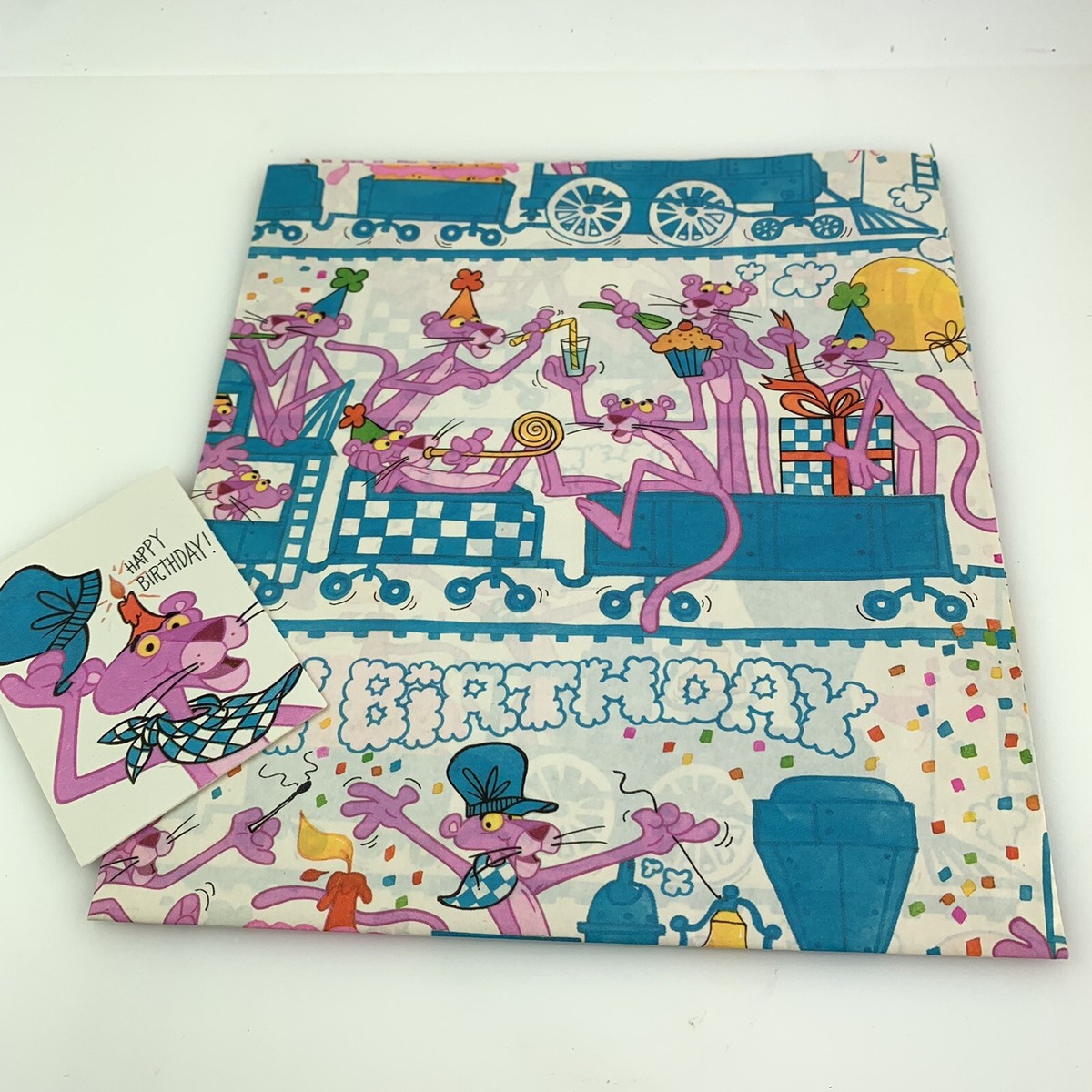 RARE Vintage Pink Panther Department Store Wrapping Paper 8 Sq
