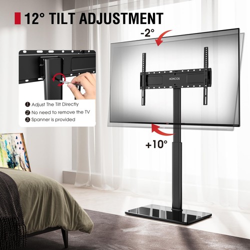 Floor TV Stand with Swivel Mount for Most 43 to 85 Inch TVs up to 110 lb, 8 L... - Picture 3 of 9