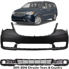 Front Bumper Cover Fascia & Lower Grille For 2011-2016 Chrysler Town & Country