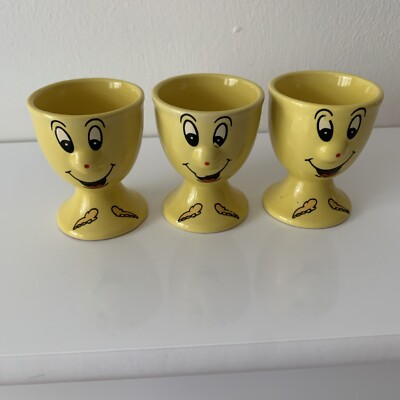3 Vintage Eierbecher Trade Winds 90er lustige Gesichter Sammlung Retro, portofrei.