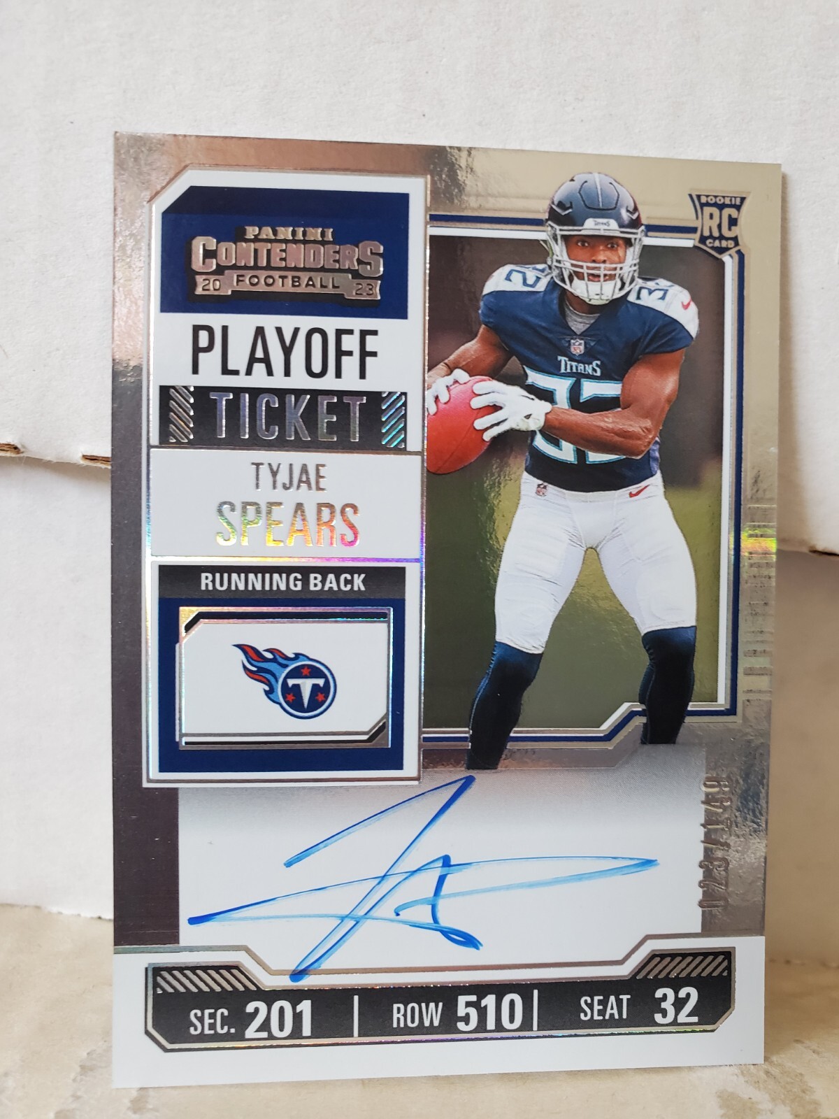 Tyjae Spears 2023 Panini Contenders #137 Playoff Ticket Auto /149 Rookie Card RC