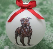 D538 Hand-made Christmas Ornament dog - Pit Bull Terrier pitbull -brindle stand