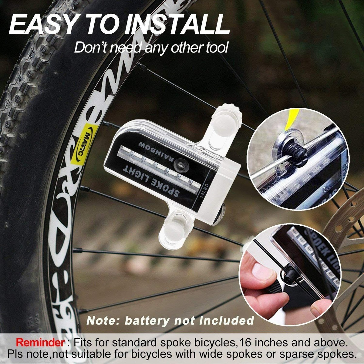 LED Bicycle Spoke Lights 14-LED 30 Patterns Waterproof bike Wheel Lights