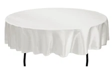 Tektrum 90 inch Round Silky Satin Tablecloth - Wedding Party Banquet (White)