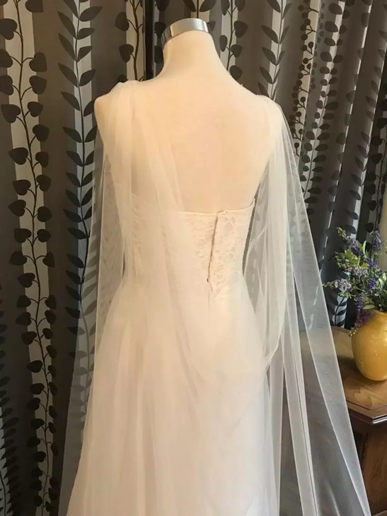 Bridal tulle cheap cape