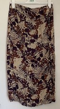 Sag Harbor Lightweight Midi Skirt Leaf/Fall Design Wrap Button Front size M
