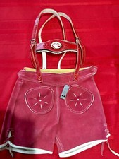 Vintage Bavarian Suede Lederhosen Leather Childs Pink Shorts - Size 86 or 98