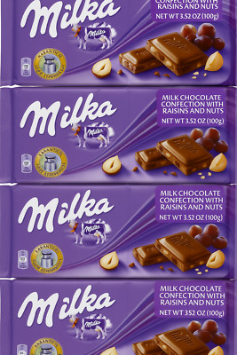 Milka Milk Chocolate Confection, with Raisins and Nuts 3.52 oz 5 Pack Free Ship!
