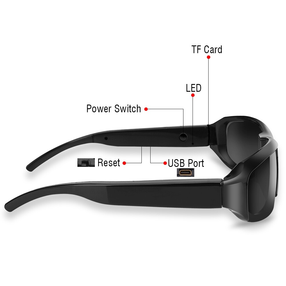 HD 1080P Spy Camera Glasses Hidden Sunglasses Eyewear AVI DVR Video