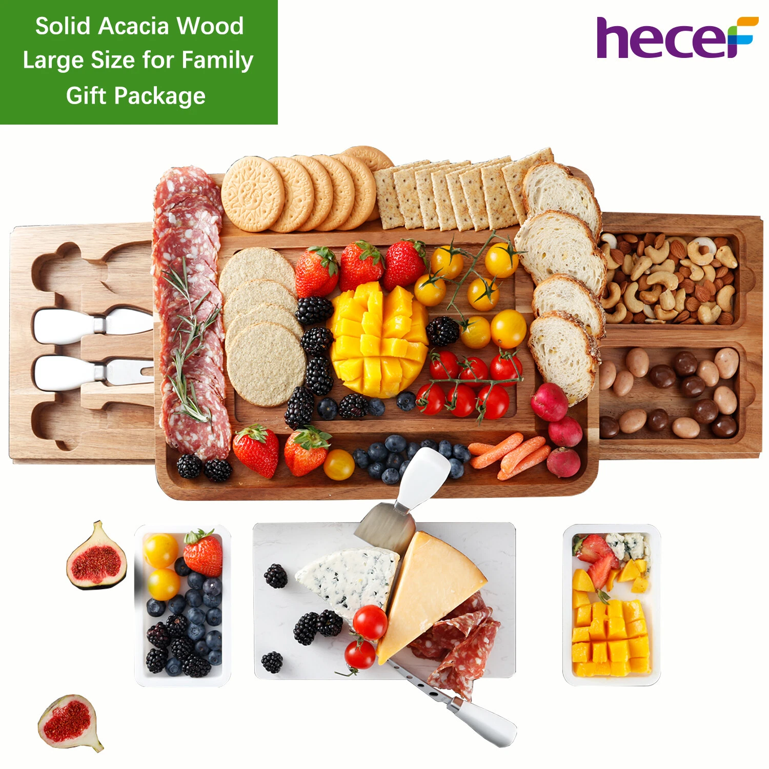 Heavy Duty Acacia Wooden Cheese Board Gift Set Large Charcuterie Serving Tray
Opens in a new window 
