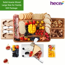 Heavy Duty Acacia Wooden Cheese Board Gift Set Large Charcuterie Serving Tray