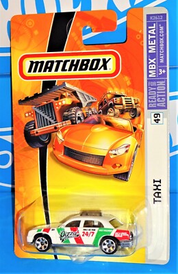 Matchbox 2006 MBX Metal #49 Taxi White PIZZA DELIVERY