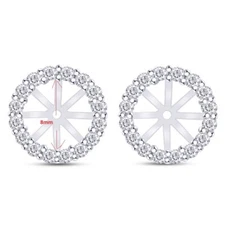 Round Cut Lab-Created Moissanite 8mm Jackets Studs Earring 925 Sterling Silver