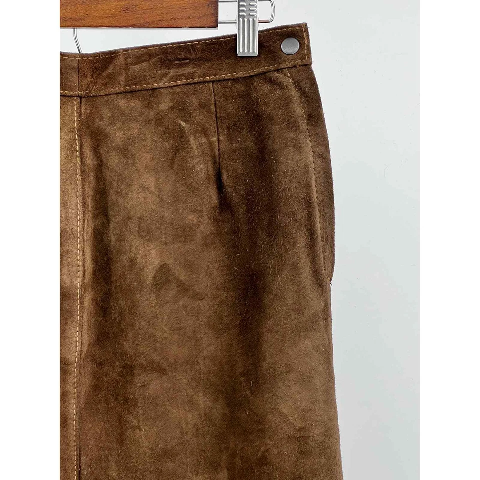 Falda de cuero genuino vintage COMINT marrón para mujer talla 11/12 gamuza Foto 4 de 4