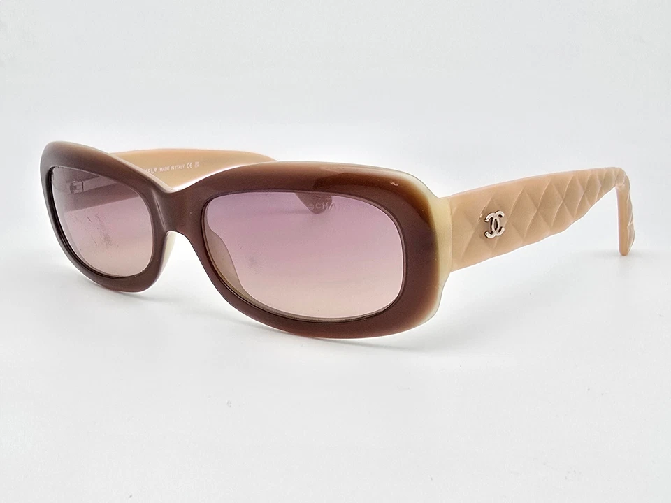 Chanel 5094 c. 837/13 Brown Beige Frame Purple Gradient Lens Sunglasses w/ Case - Image 3 of 4