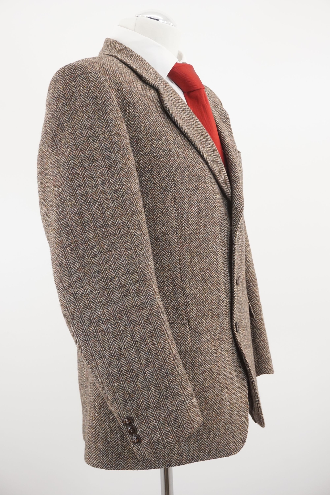 Harris Tweed Jacket 26 Brown Fish Scales Straight 3Button Skin Buttons