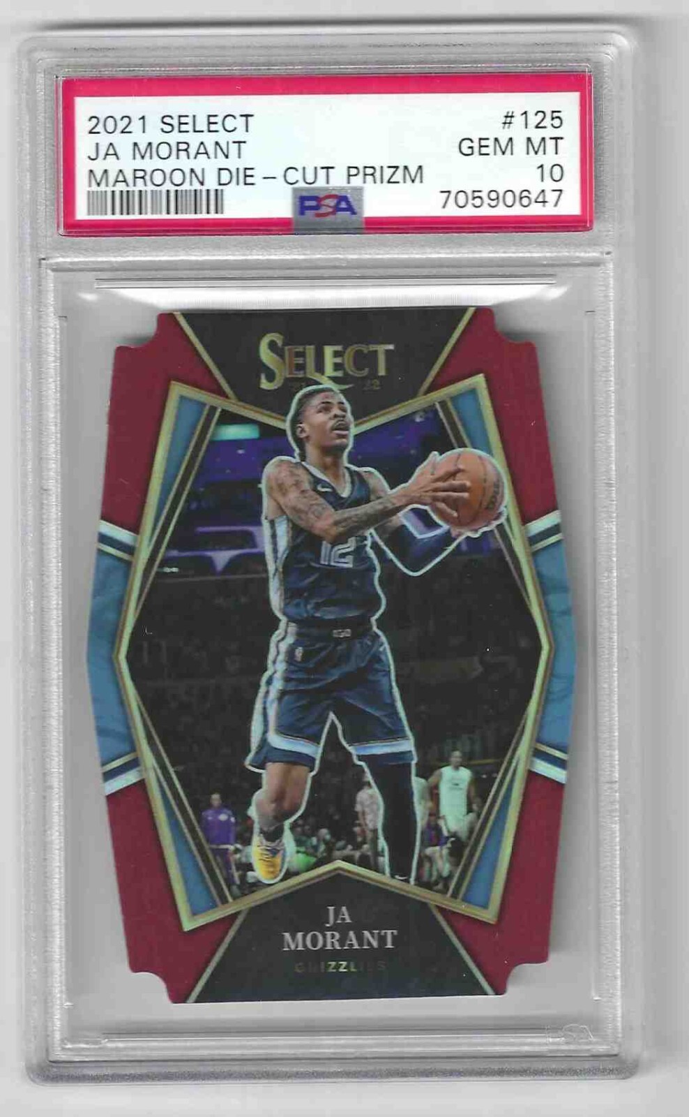 2021 Panini Select Ja Morant #125 Maroon Die-Cut Prizm /175 SP PSA 10 GEM MINT
