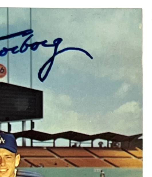 JEFF TORBORG 1967 Signed Vintage Los Angeles Dodgers Plastichrome Postcard - Image 3 of 3