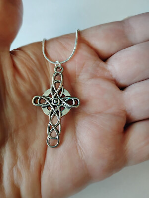 Irish Celtic Cross Pendant necklace on 925 sterling silver snake chain ...