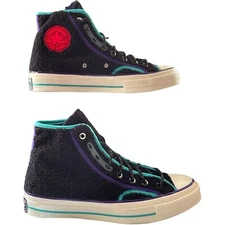 Converse Size M 8 W 10 Chuck 70 High 'Retro Sherpa’Canvas Sneakers Black