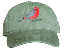 Vermilion Flycatcher Embroidered Cotton Cap NEW Hat Bird