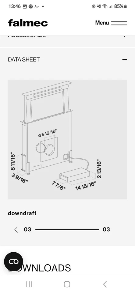Вытяжка FDDOW36T6SGBDowndraft с сенсорным управлением + функция 24H, светодиодная лента освещения - Изображение 4 из 4