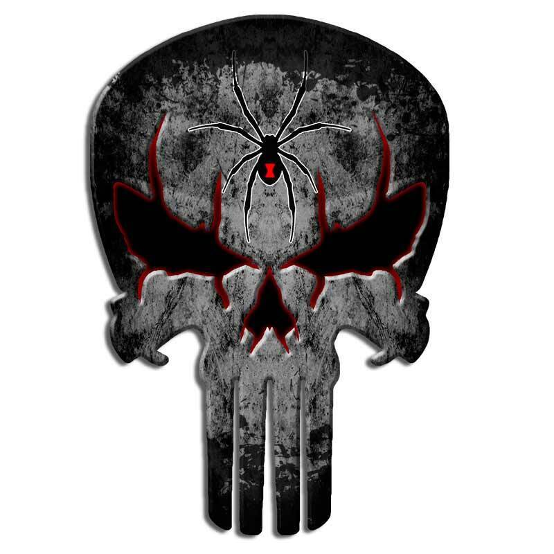 Sticker - Black Punisher Logo Marvel Comic Hero Skull RUB-ON Decal Gift  #50009