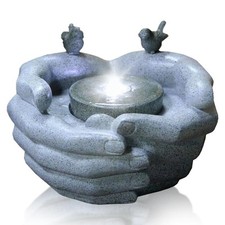 Water Feature Outdoor Indoor LED Fountain Waterfall Garden Decor (Cupped Hands)