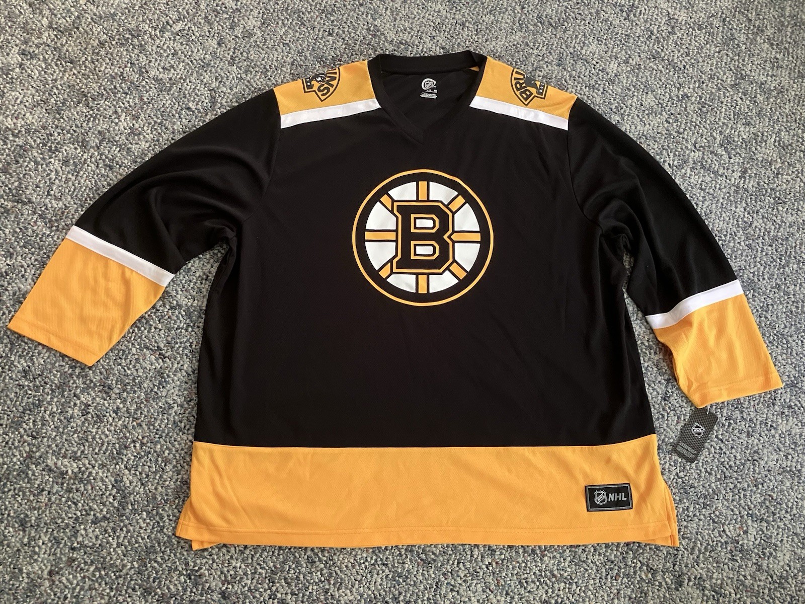 NWT Men’s NHL Brand Boston Bruins Black/Yellow Hockey Jersey Size 3XL
