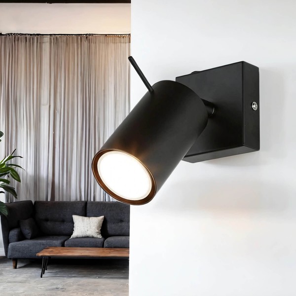 Wandlampe Schwarz Schalter GU10 Metall Leselampe Wand Leuchte Spot Innen-image
