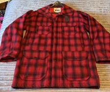 Woolrich Red Black Plaid Wool Hunting Jacket Size 40 Snap Pockets USA