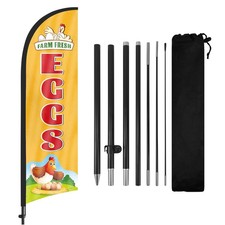 Farm Fresh Eggs Feather Flag Banner with Pole and Stake, Advertising Sign for